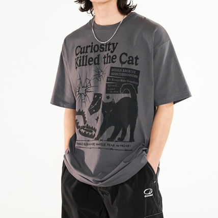 Odd Studio Tシャツ・カットソー 24SS★ODD STUDIO★Kitchee Cat Graphic Oversized Fit T-Shirt(9)