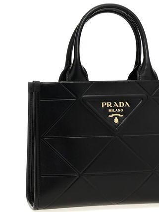 PRADA トートバッグ 【PRADA/プラダ】シンボル ステッチ レザー スモール バッグ(12)