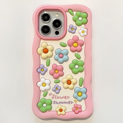 iPhone・スマホケース 3D フラワー ピンクフレーム シリコン iPhone ケース i1177(2)