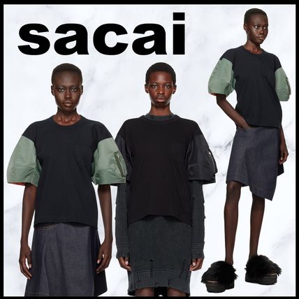 sacai Tシャツ・カットソー 【送料関税込】sacai サカイ★コットン×ナイロンツイル Tシャツ