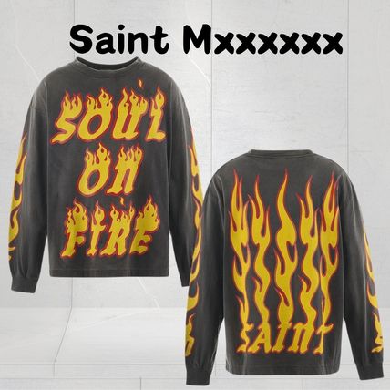 Saint Mxxxxxx Tシャツ・カットソー 新作すぐ届く セントマイケル SOUL ON FIRE Long sleeve T-shirt