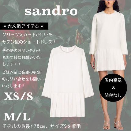 sandro ワンピース ＊人気＊  SANDRO　サテン仕上げ ビーズ付き ミニワンピース