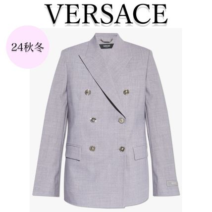 VERSACE ジャケット VERSACE  /  ダブルブレスト シャンブレー ブレザー ジャケット