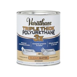 Varathane Transparent Satin Clear Water-Based Polyurethane/Acrylic Triple Thick Polyurethane 1 qt