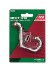 Ace 3 in. L Satin Nickel Silver Brass Medium Heavy Duty Coat and Hat Hook 1 pk