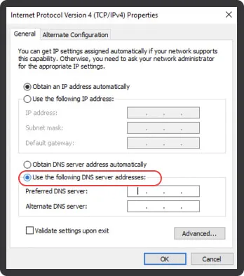 Windows DNS Settings