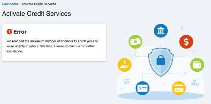 ID Resolve activate credit services max attempt error