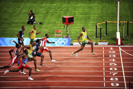 Bolt en 2008 sur l'épreuve des 100 mètres