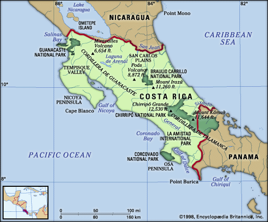 Physical features of Costa Rica