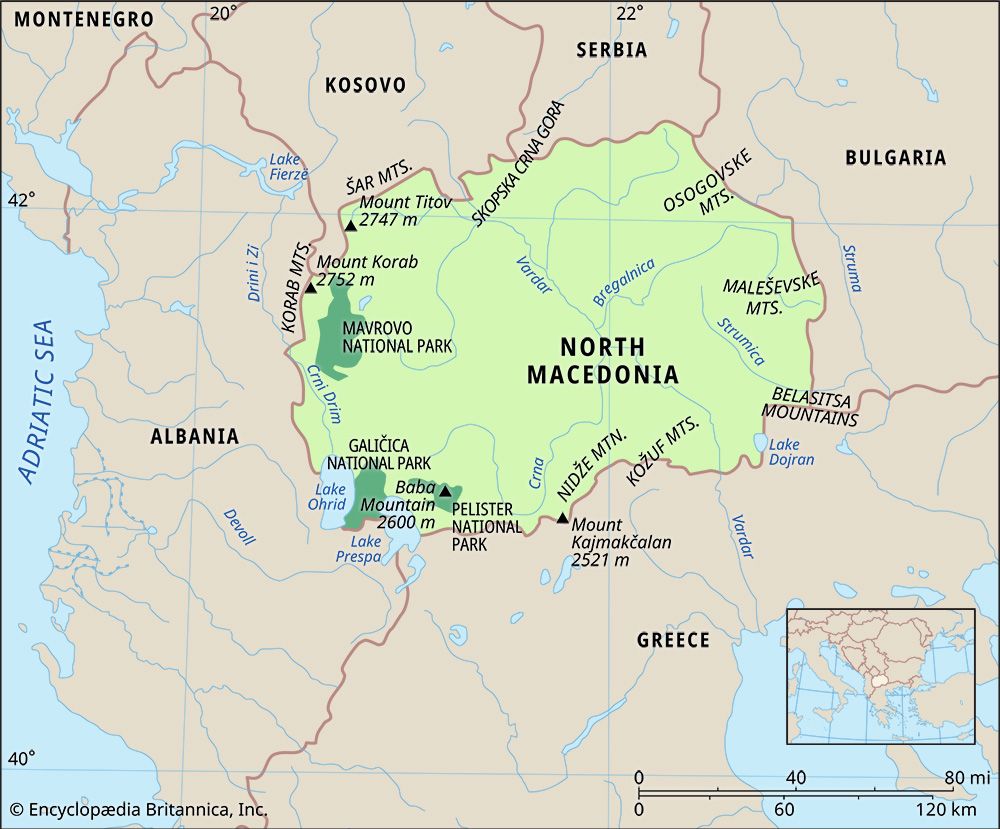 Physical features of North Macedonia