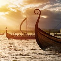 Viking ships on the water