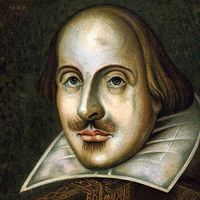 portrait of English playwright, William Shakespeare