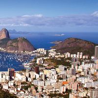 Panoramic view of Rio de Janeiro, Brazil circa 2008. Rio de Janeiro skyline, Rio de Janeiro city, Sugar Loaf Mountain, Guanabara Bay