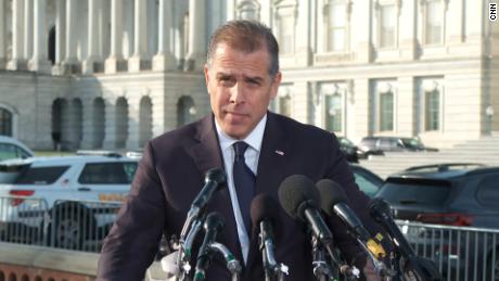 Hunter Biden speaks to the press outside the Capitol on December 13.