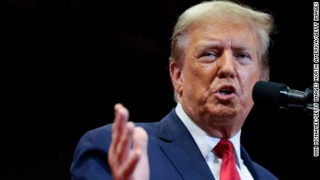 ROCK HILL, SOUTH CAROLINA - FEBRUARY 23: Republican presidential candidate and former President Donald Trump speaks during a Get Out The Vote rally at Winthrop University on February 23, 2024 in Rock Hill, South Carolina. Former President Trump is campaigning in South Carolina ahead of the state&#39;s Republican presidential primary on February 24. (Photo by Win McNamee/Getty Images)