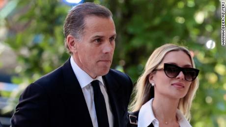 Hunter Biden arrives with his wife Melissa Cohen Biden at the federal court for his trial on criminal gun charges in Wilmington, Delaware, on June 10, 2024.