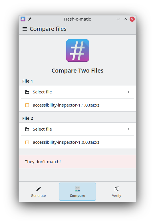 Compare two files