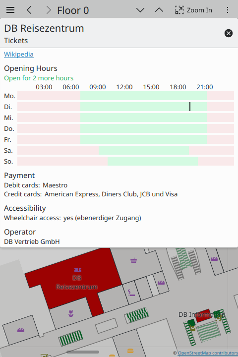 Detailed information for the select entity on the train station map