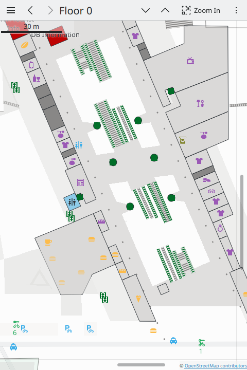 Train station map showing real-time availability of rental bikes