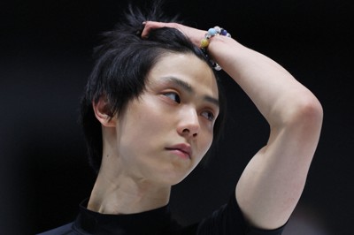 練習する羽生結弦＝中国・北京で2022年2月9日、貝塚太一撮影