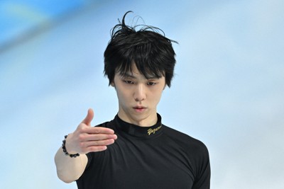 羽生結弦、公式練習でフリーへ最終調整　4回転半は一度も跳ばず