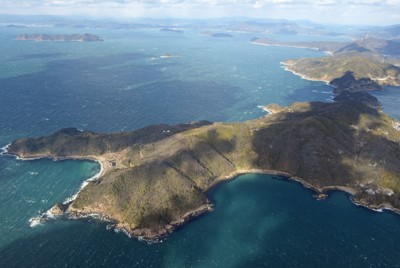 使用済み核燃料中間貯蔵施設の建設が計画されている山口県上関町＝2024年1月24日午後2時33分、本社ヘリから上入来尚撮影