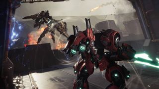 Two mechs fighting in Mecha Break.