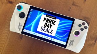 Asus ROG Ally with GamesRadar+ Prime Day deals badge on screen.