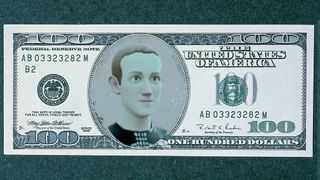 Mark Zuckerberg&#039;s digital face on a digital dollar