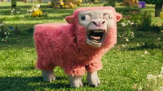 Mineraft movie - a pink sheep baas in a meadow