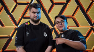 G2 Esports' Counter-Strike 2 players Janusz "Snax" Pogorzelski and Mario "malbsMd" Samayoa at Esports World Cup 2024 CS2