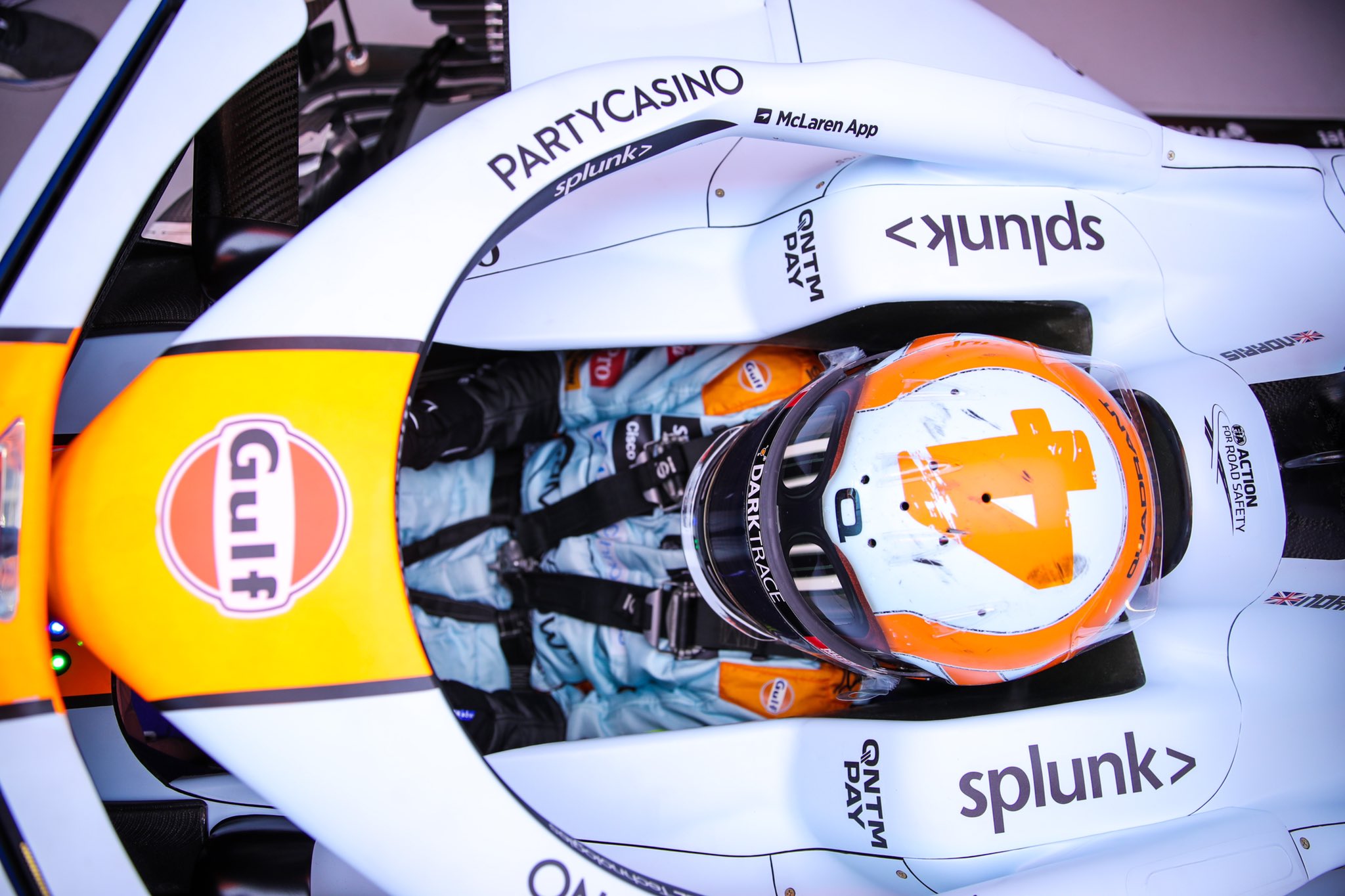Lando Norris 2021 McLaren Gulf Retro Monaco Formula 1 Driver Helmet Design