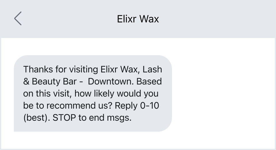 An SMS survey example from Elixr.