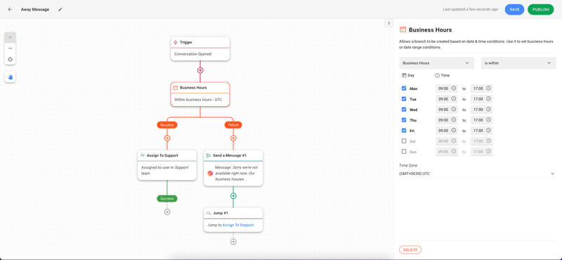 This is an image that describes how to set up away message for chat insteagram web or instagram widget. you can set up Away Messages to automatically respond to customers outside business hours and let them know when to expect a reply.