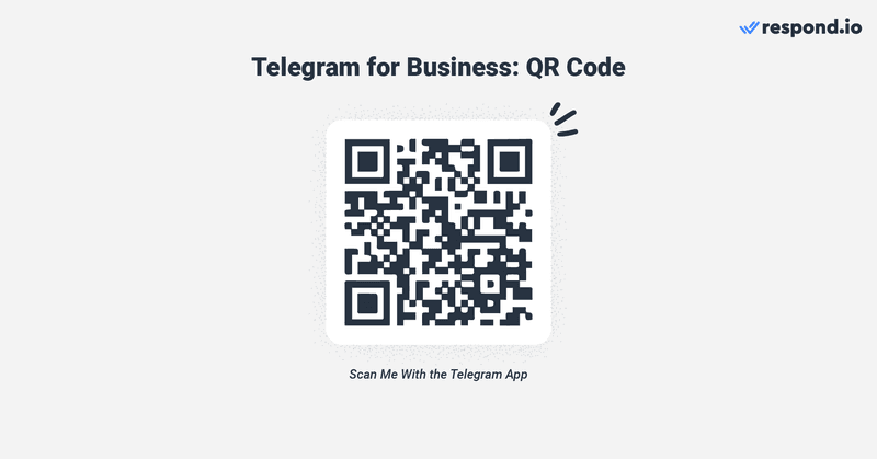 This is an image in the Telegram guide showing how QR Codes are another option to drive traffic to your account. Unlike links, they can be used in offline locations like physical stores. Like Chat Links, QR Codes will only work with the app installed, so add a Telegram logo above the QR code.