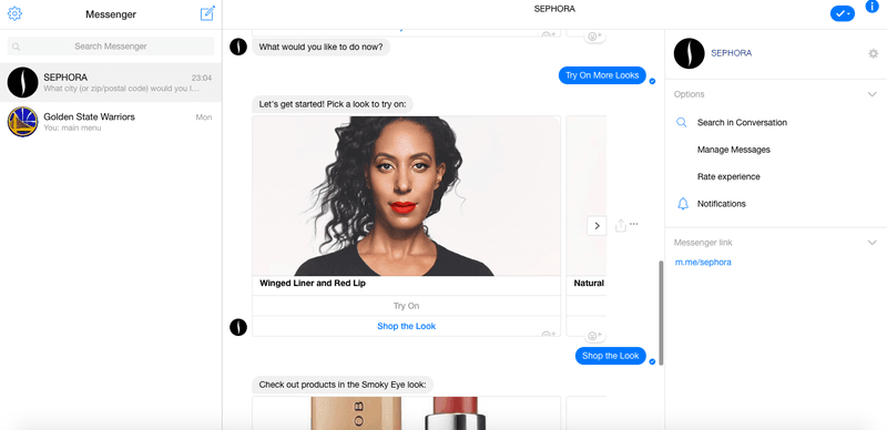 Выбор образа для примерки с помощником Sephora Assistant