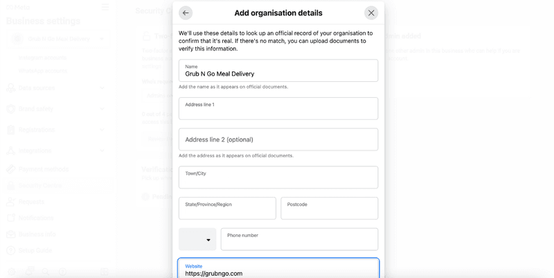 how to verify facebook business manager account: Fill in or confirm the autofilled details of your Facebook business manager or Meta Business Manager