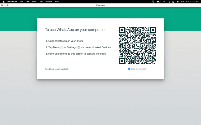 Esto es lo que muestra tu aplicación WhatsApp Business Web cuando abres la aplicación WhatsApp Business Desktop con el código QR de WhatsApp Business Web. Más información sobre wasapp web en el blog.