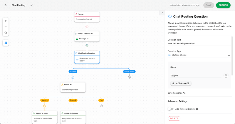 This image describes how to route and connect customers to the right team with Workflows. Chat routing helps reduce solution time and increase customer satisfaction. 