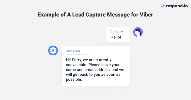 Questo è un esempio di risposta automatica su Viber con domande di follow-up per raccogliere informazioni sui clienti.