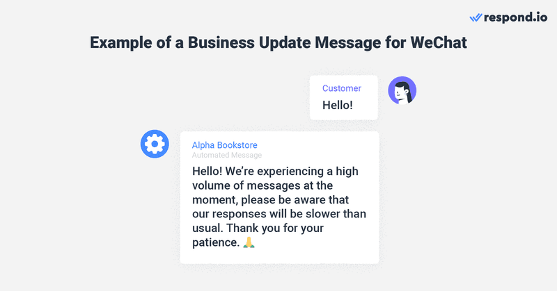 Questa è un'immagine che mostra un esempio di messaggio di aggiornamento aziendale per wechat. 