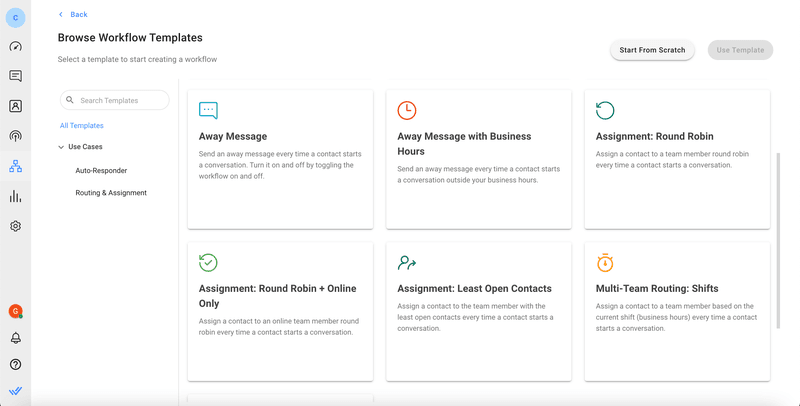 Respond.io enables businesses to standardize messaging across all channels with canned responses and automate sales and support tasks with Workflow Templates or by building their own Workflows from scratch.  They can automate sales tasks like lead qualifying, routing leads to the right team and auto-assigning them to the right agent based on the funnel they fall into. For customer support, businesses can automate FAQs, send multiple-choice questions to help customers communicate what they want clearly. Then, route and assign customers according to their needs. 