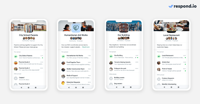 Dieses Bild zeigt den Start von WhatsApp Communities, einer neuen Funktion, mit der Menschen Communities in WhatsApp erstellen können. Eine kurze Einführung in dieses Thema finden Sie im WhatsApp-Artikel "Sharing our vision for communities on WhatsApp".