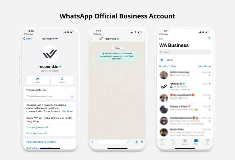 Questo è un esempio di come appare la verifica di whatsapp green tick nelle intestazioni delle discussioni di chat, nell'elenco delle chat e nel profilo aziendale. È possibile richiedere gratuitamente la spunta verde su whatsapp . Leggete questo blog per maggiori informazioni su come verificare l'account whatsapp con la spunta verde o come verificare l'account aziendale su whatsapp.