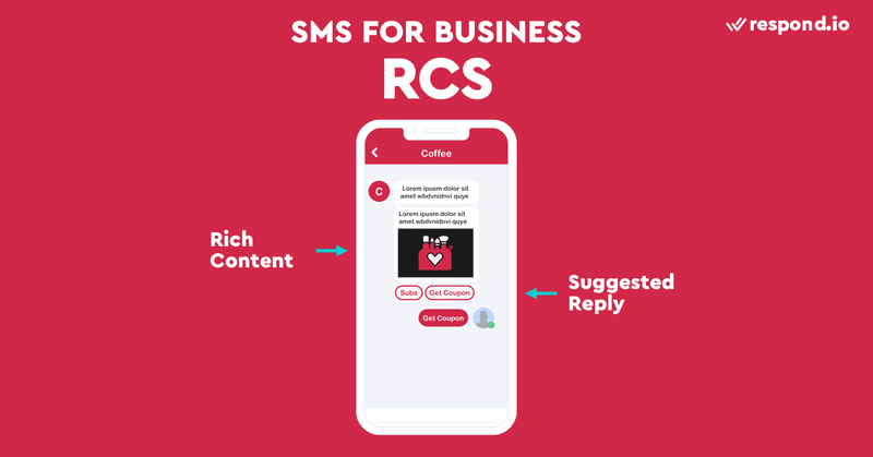 Ini adalah gambar tangkapan layar pesan RCS. Untuk bersaing dengan aplikasi perpesanan yang kaya fitur, operator telah menjadi terdorong untuk meningkatkan SMS dalam bentuk Rich Communication Services (RCS). Perpesanan RCS adalah protokol perpesanan generasi berikutnya yang tersedia pada perangkat Android. Meskipun idenya muncul pada tahun 2007, namun baru pada tahun 2019 Google mengambil alih peluncurannya. RCS menawarkan semua fitur-fitur canggih dari aplikasi perpesanan modern tetapi seperti SMS, pesan-pesan RCS tidak dienkripsi. Ditambah lagi, tidak tersedia secara luas. Inilah sebabnya mengapa RCS tidak sepopuler bisnis SMS .