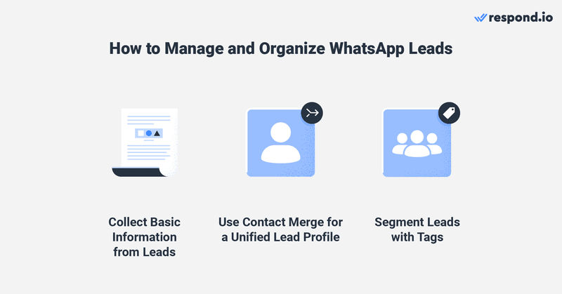 When a lead messages you, collect basic information to determine if they are a new lead or an existing Contact that has previously messaged you on another channel.  If they are an existing Contact, you will be prompted to merge their contact details and conversation history across channels into a unified profile for a comprehensive view of their interactions with your business. If a lead is new, you will automatically capture their details and add them as a Contact on respond.io. Every time you get new leads, make sure to segment them into different audiences based on priority, interests, geography and more. This will help when sending targeted broadcast messages via the respond.io Broadcast Module. Now that you have the contact management part sorted, it’s time to automate chats to handle the high volume of inbound conversations.