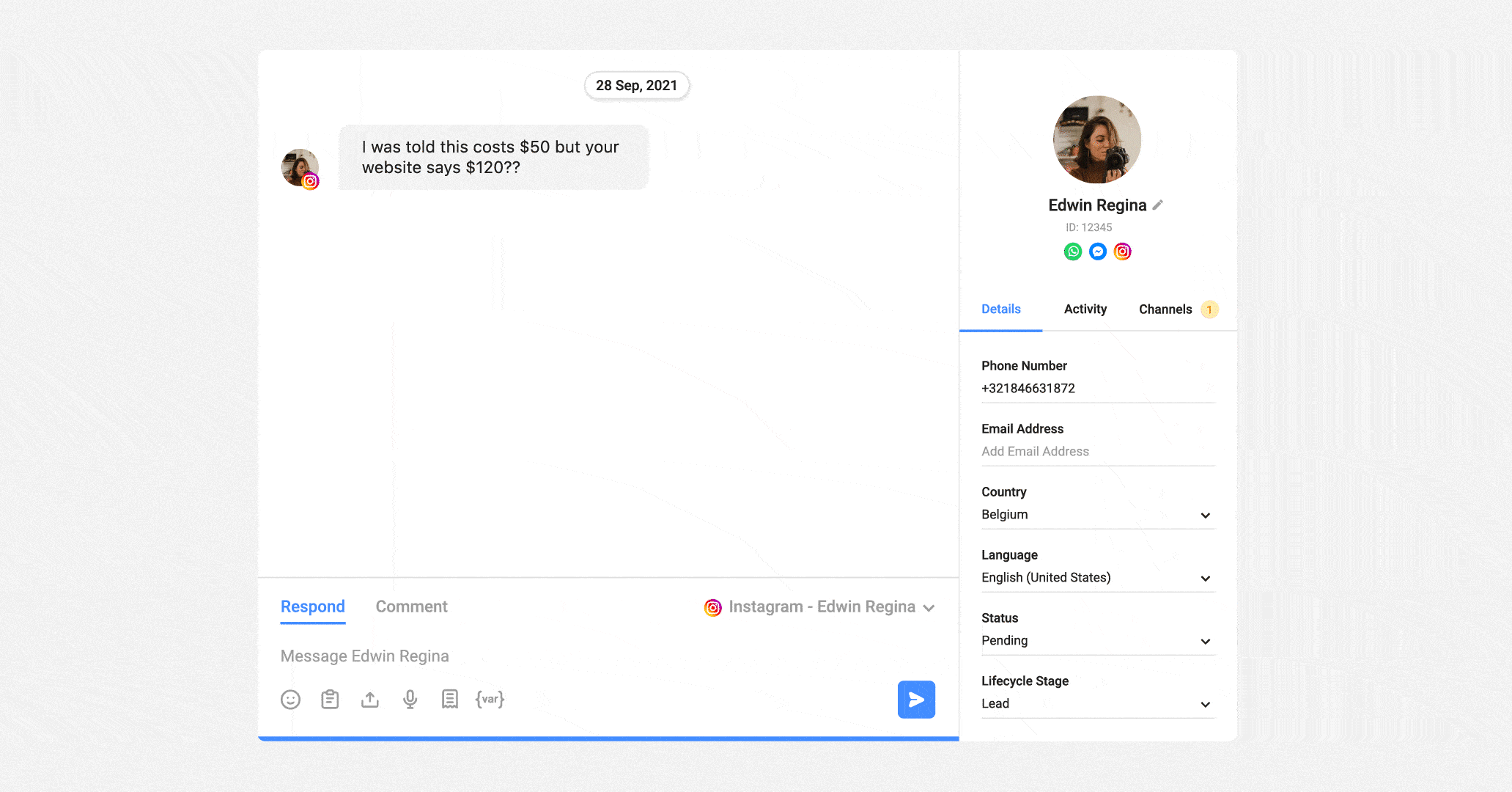 Having the same person contact you on two different channels is inevitable, especially when you have a presence on multiple channels. This makes providing an omnichannel experience difficult as siloed conversations are created. Luckily, respond.io can easily recognize returning customers on any channel. Businesses can identify duplicated contacts and unify customer profiles by merging conversations with the same customer from different channels into a single thread. If a customer messaged you previously on WhatsApp but decides to message you on Instagram next, you can effortlessly merge the conversations to get context. This will also help you spot recurring issues and make informed decisions when assisting them. Next, we’ll look at how automation can help you handle inbound conversations from multiple channels.