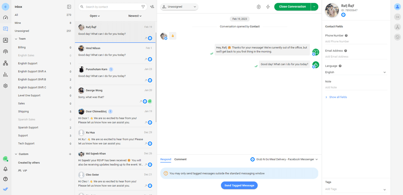 ภาพแสดง respond.ioกล่องจดหมาย Omnichannel ของ