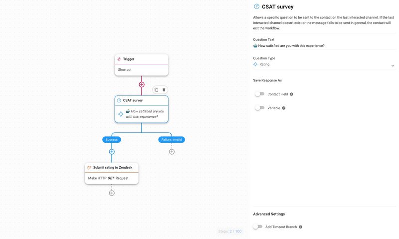 Esta imagem mostra os inquéritos CSAT de respond.io, uma ferramenta essencial para as empresas de média e grande dimensão.