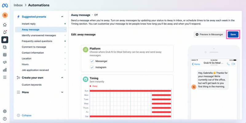 Voici comment activer la réponse automatique sur instagram pour les messages d'absence